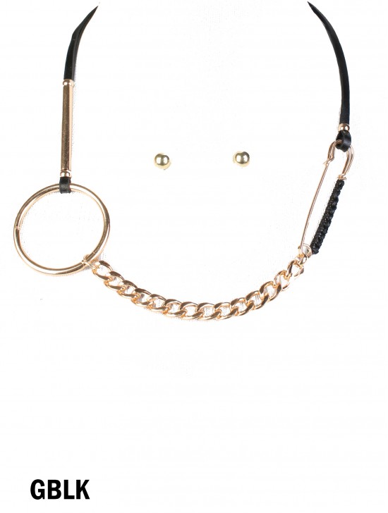 Multi-Function Circle & Brooch Clip Necklace & Earring Set